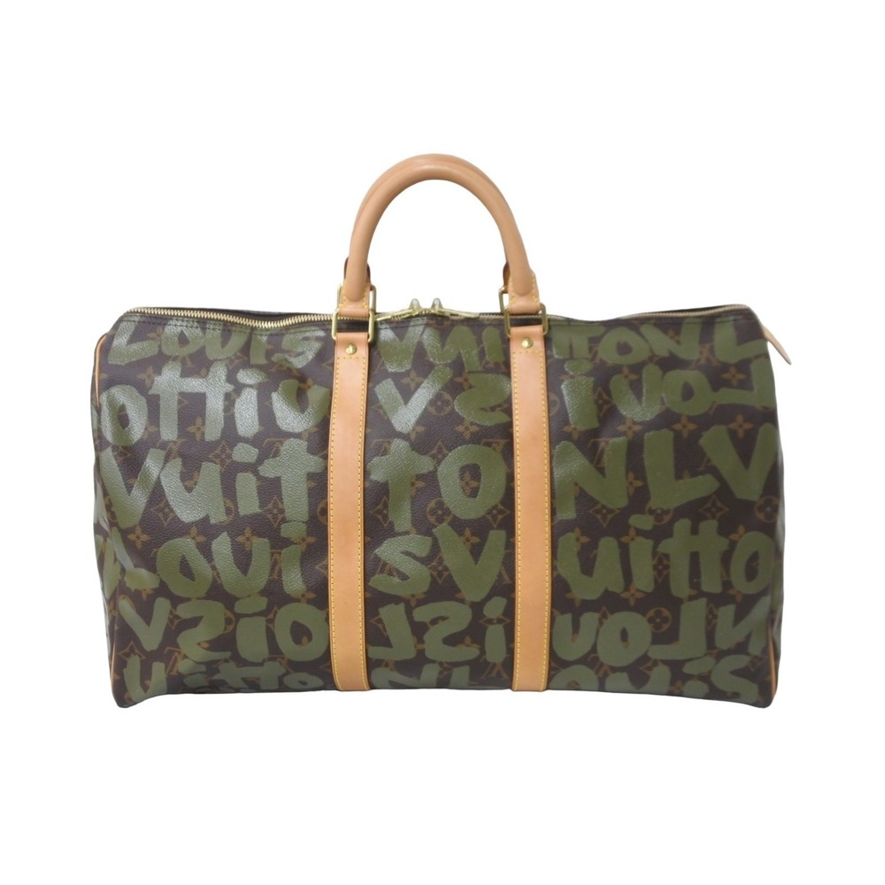 LOUIS VUITTON Monogram Graffiti Keepall Brown Khaki
